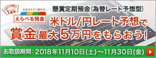 円懸賞定期預金 (為替レート予想型) ニアピン賞・ワンオン賞対象者倍増キャンペーン