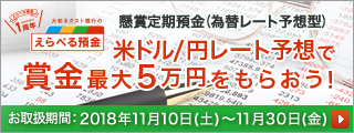 外貨懸賞定期預金 (為替レート予想型) ニアピン賞対象者倍増キャンペーン