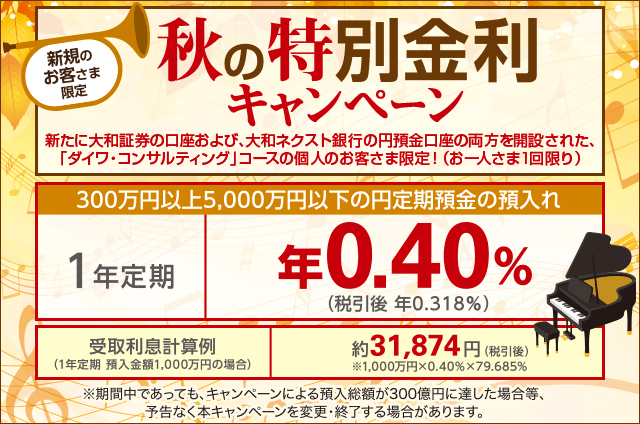 2018年 秋の特別金利キャンペーン