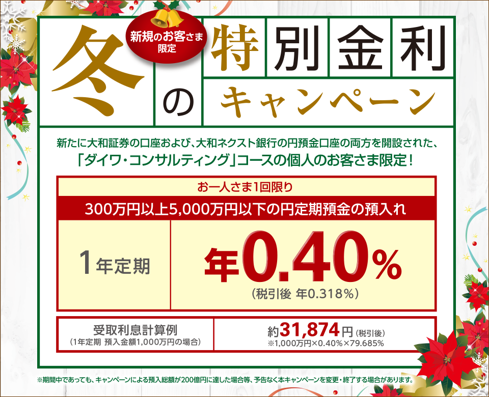 2018年 冬の特別金利キャンペーン