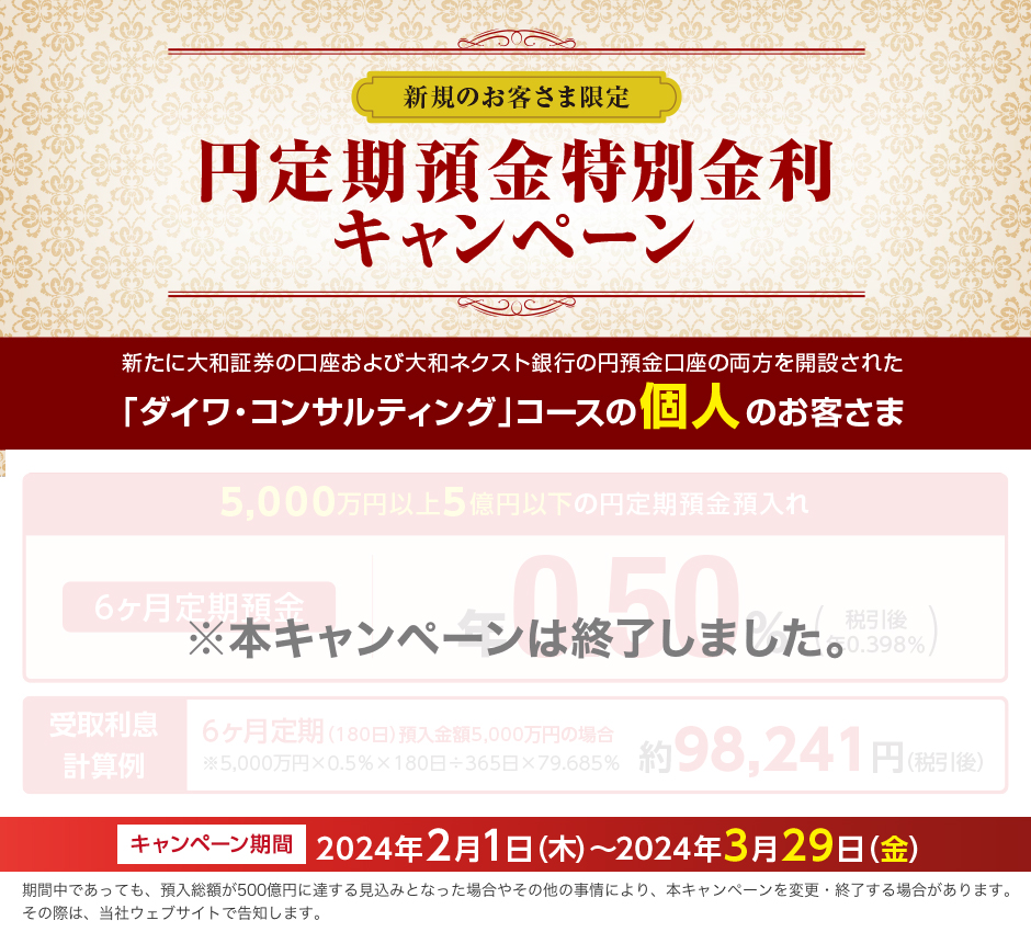 円定期預金　特別金利キャンペーン