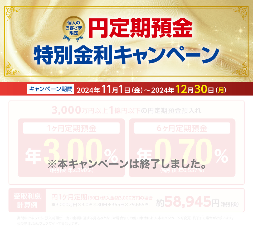 円定期預金特別金利キャンペーン