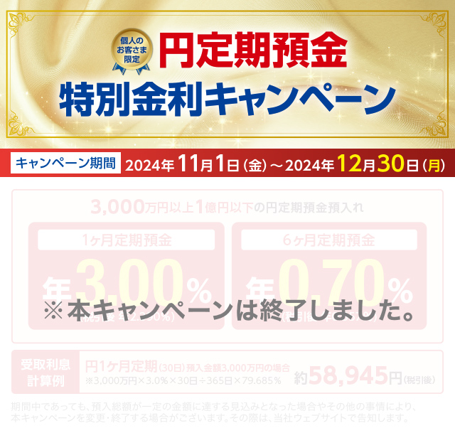 円定期預金特別金利キャンペーン