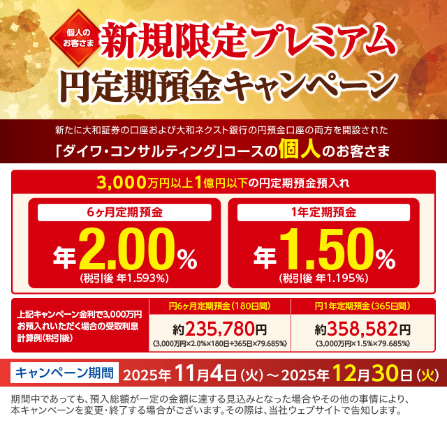 新規限定プレミアム円定期預金キャンペーン