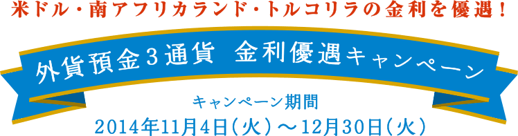 2014年 外貨預金3通貨 金利優遇キャンペーン