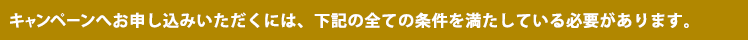 キャンペーンへお申し込みいただくには、下記の全ての条件を満たしている必要があります。