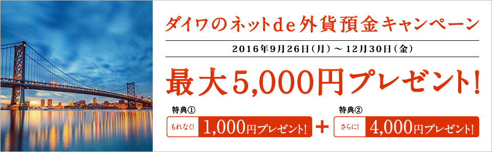 2016年 ダイワのネットde外貨預金キャンペーン