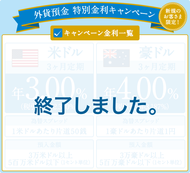 2017年 外貨預金特別金利キャンペーン