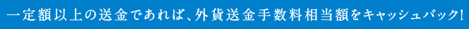 一定額以上の送金であれば、外貨送金手数料相当額をキャッシュバック !