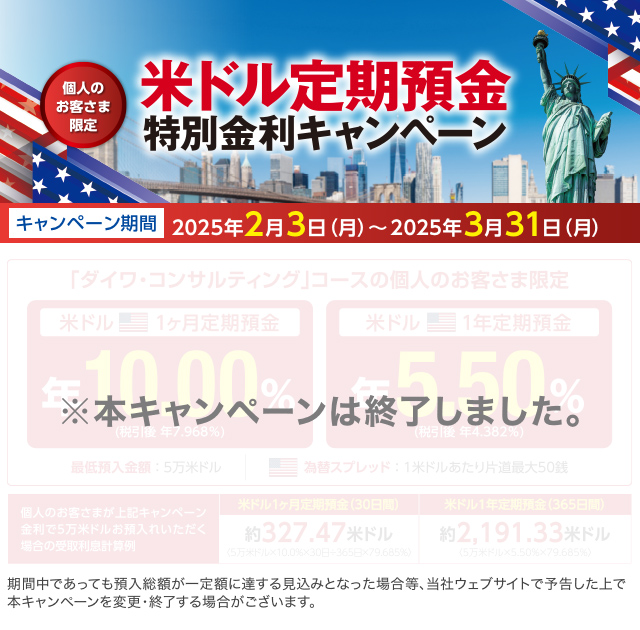 米ドル定期預金特別金利キャンペーン