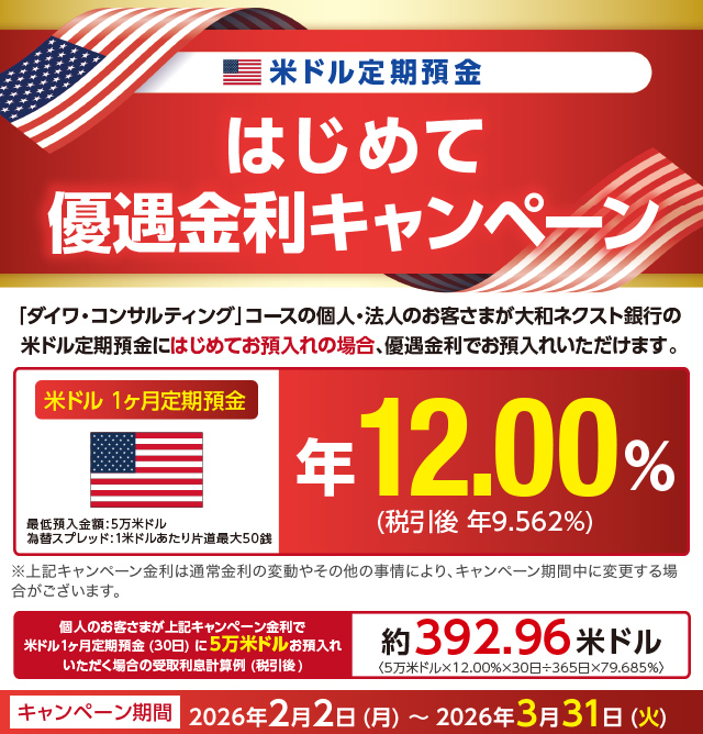 米ドル定期預金はじめて優遇金利キャンペーン