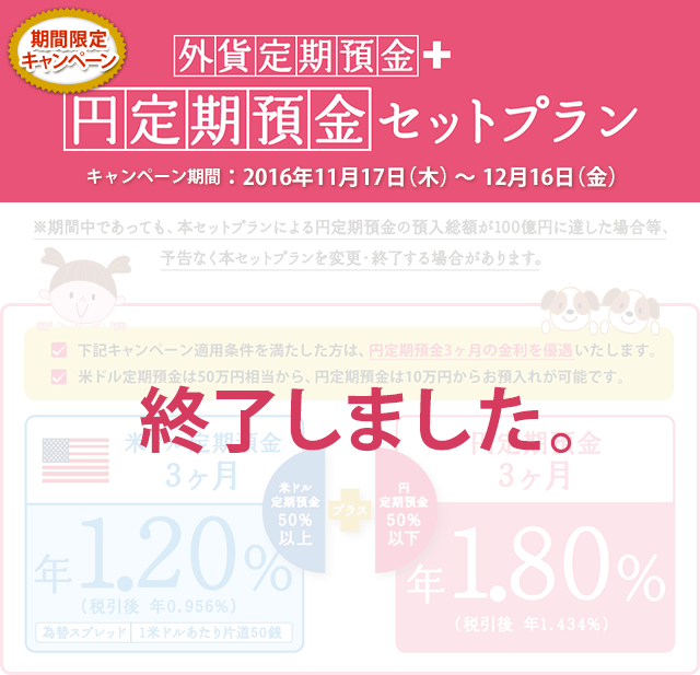 2016年 外貨定期預金+円定期預金セットプラン