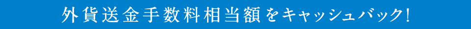 外貨送金手数料相当額をキャッシュバック !