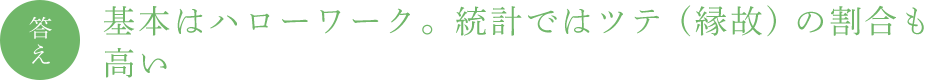 答え　基本はハローワーク。統計ではツテ (縁故) の割合も高い