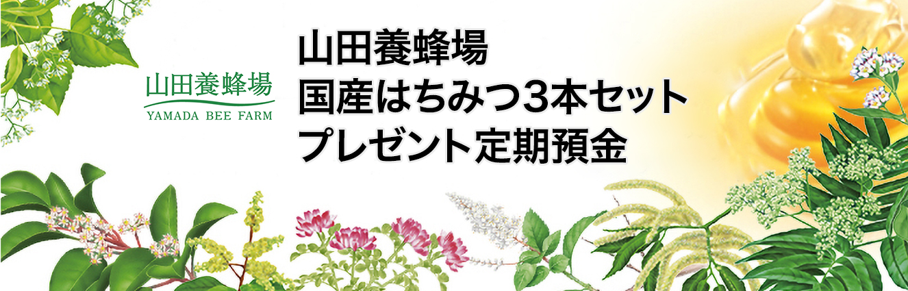 山田養蜂場 国産はちみつ3本セットプレゼント定期預金