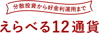 分散投資から好金利運用まで えらべる12通貨