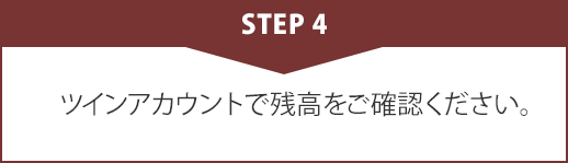 STEP4 ツインアカウントで残高をご確認ください。