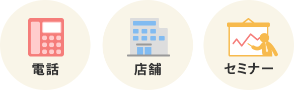 資産運用のサポート　電話　店舗　セミナー
